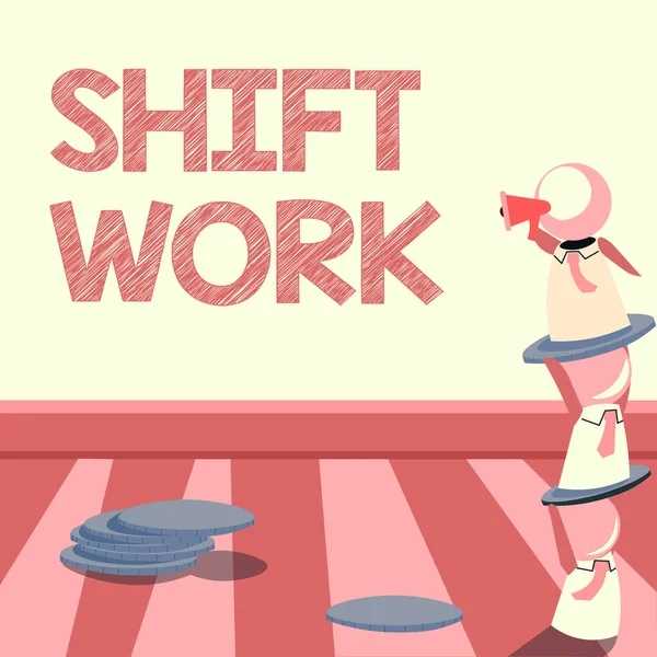 Χειρόγραφη Πινακίδα Shift Work Business Showcase Work Αποτελούμενη Από Περιόδους — Φωτογραφία Αρχείου