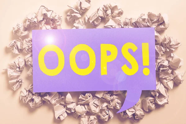 Exibição Conceitual Oops Ideia Negócio Usado Para Mostrar Reconhecimento Erro — Fotografia de Stock
