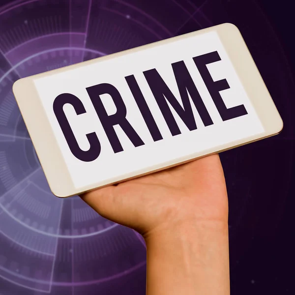 Sign Displaying Crime Επιχειρηματική Έννοια Ομοσπονδιακές Αξιόποινες Πράξεις Παράνομες Δραστηριότητες — Φωτογραφία Αρχείου