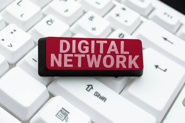 手書き署名デジタルネットワーク デジタルスイッチングと伝送を組み込んだビジネス概要ネットワーク — ストック写真