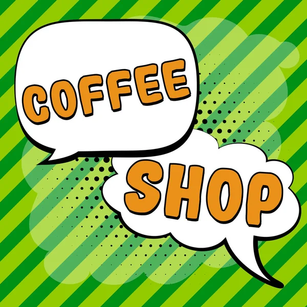 Ręczne Pisanie Znaku Coffee Shop Pomysł Biznes Mała Nieformalna Restauracja — Zdjęcie stockowe