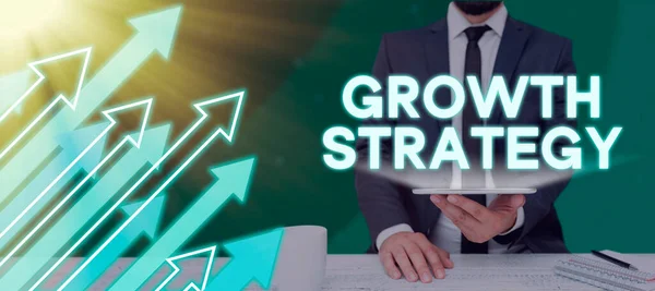 Text Showing Inspiration Growth Strategy Concept Meaning Method Company Uses — Stock Photo, Image