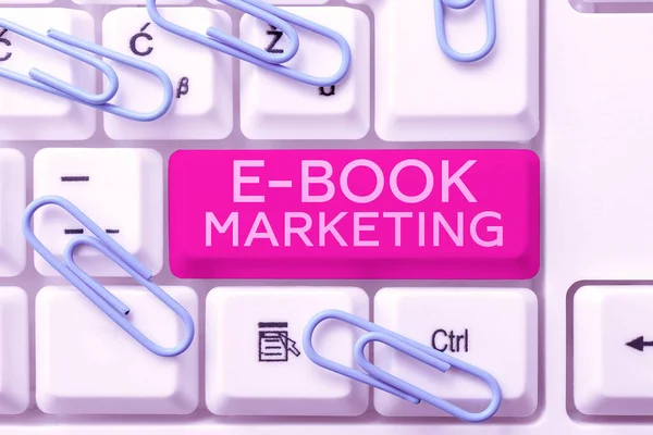 Znak Tekstowy Pokazujący Book Marketing Business Showcase Plik Cyfrowy Który — Zdjęcie stockowe
