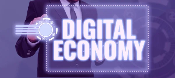 Konzeptionelle Bildunterschrift Digitale Wirtschaft Konzept Für Wirtschaftsaktivitäten Die Auf Digitalen — Stockfoto
