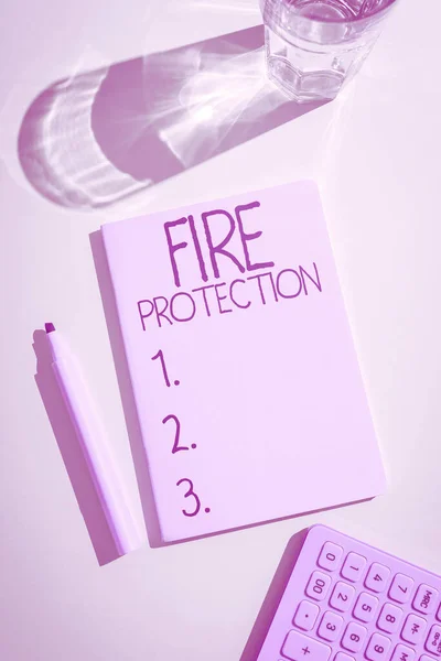 Señal Escritura Mano Protección Contra Incendios Medidas Concepto Empresarial Adoptadas — Foto de Stock