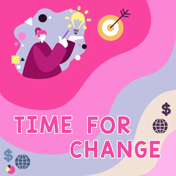 Logga Visar Tid För Förändring Business Showcase Transition Grow Förbättra — Stockfoto