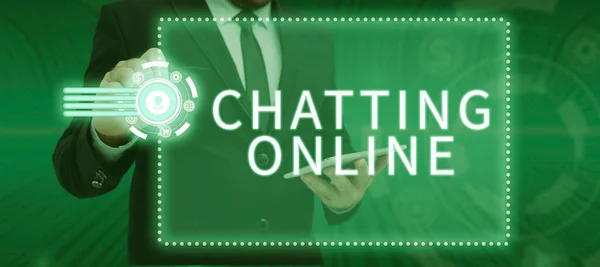 Handstilstext Chatta Online Business Showcase Typ Realtidsöverföring Textmeddelanden Online — Stockfoto