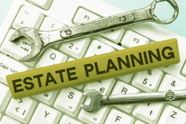 Tekstbord Met Estate Planning Word Geschreven Voorbereiding Van Taken Die — Stockfoto