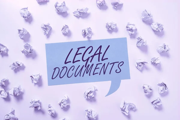 Texto Manuscrito Documentos Legales Palabra Para Documento Relativo Asunto Legal — Foto de Stock