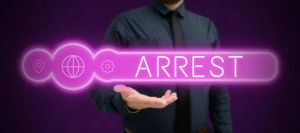 Yazısı Tutuklaması Internet Kavramı Birini Yasal Yetkiyle Yakalayın Gözaltına Alın — Stok fotoğraf