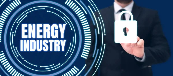 Text Sign Showing Energy Industry Word Written Industries Involved Production — Stock Photo, Image