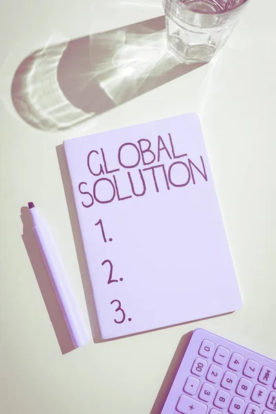 Segno Scrittura Mano Global Solution Internet Concept Affrontare Una Situazione — Foto Stock