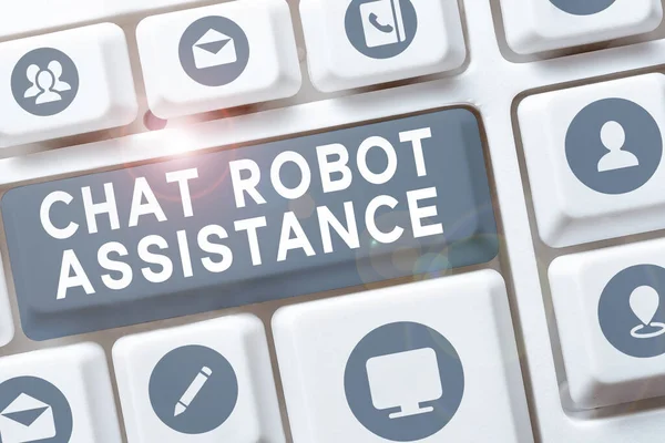 Legenda Conceitual Chat Robot Assistance Visão Geral Negócio Responde Perguntas — Fotografia de Stock