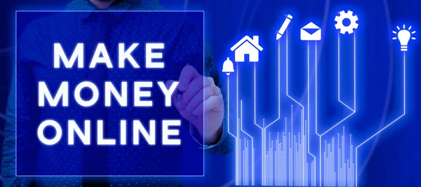 Tekstbord Waaruit Blijkt Make Money Online Word Geschreven Business Ecommerce — Stockfoto