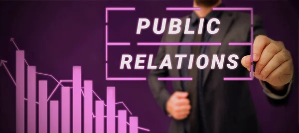 Podpis Koncepcyjny Public Relations Word Communication Media People Information Publicity — Zdjęcie stockowe