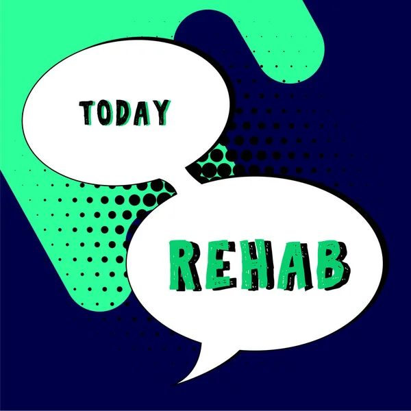 Rehab Wordを提示するテキストキャプション一般的に住宅での薬物アルコール依存症のためのコース治療に書かれた — ストック写真