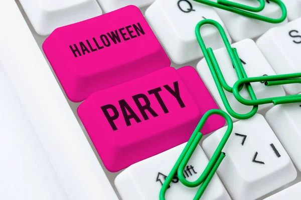 Sinal Exibindo Halloween Party Internet Concept Véspera Festa Cristã Ocidental — Fotografia de Stock
