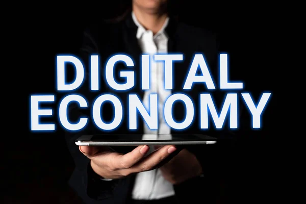 Writing Displaying Text Digital Economy Business Showcase Economic Activities Based — Stock Photo, Image