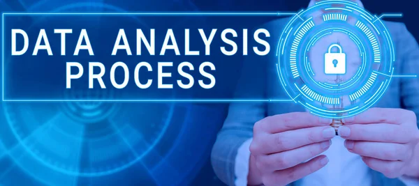概念标题数据分析过程 关于数据分析过程或技巧的文字 — 图库照片