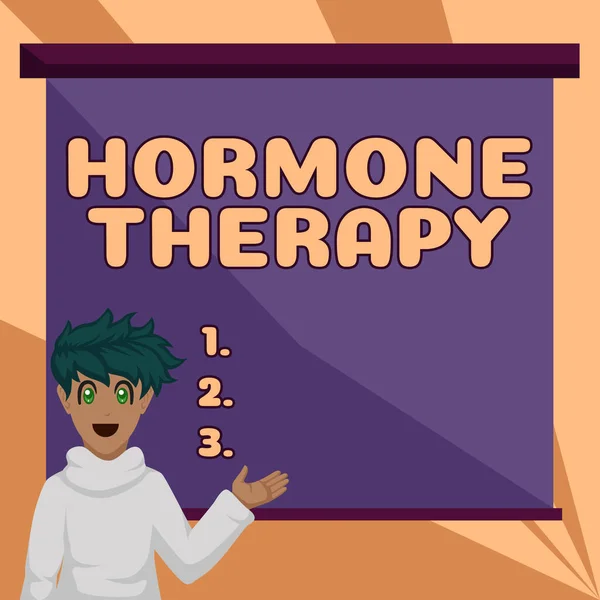 Pisanie Ręcznie Znak Hormon Terapia Biznes Pomysł Leczenia Choroby Syntetycznych — Zdjęcie stockowe