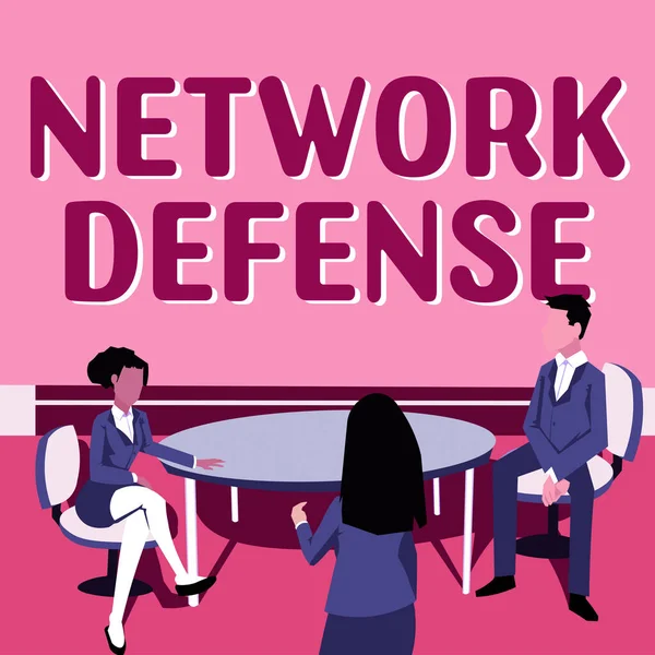 Legenda Conceitual Network Defense Word Easures Protect Defend Information Disruption — Fotografia de Stock