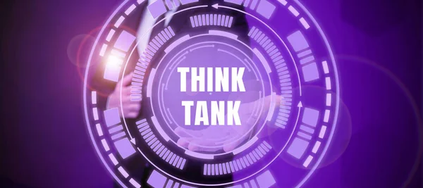 Legenda Texto Apresentando Think Tank Visão Geral Negócio Pensando Soluções — Fotografia de Stock