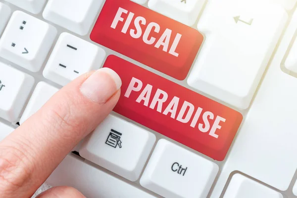 Tekst Die Inspiratie Toont Fiscaal Paradijs Begrip Betekent Ontwikkelingsbelasting Belastingtarieven — Stockfoto
