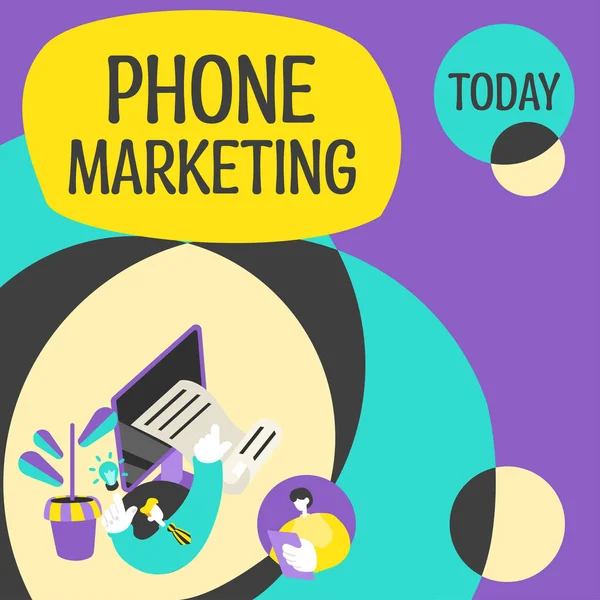 Concereption Phone Marketing Word Written Art Promoting Products Services Mobile — 스톡 사진