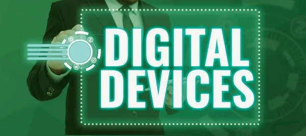Digitális Eszközöket Ábrázoló Szöveges Jel Koncepció Mikrokontrollert Tartalmazó Berendezés Fizikai — Stock Fotó