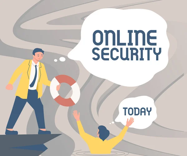 Szöveg Megjelenítése Online Biztonság Internet Online Tranzakciók Biztonságának Garantálására Vonatkozó — Stock Fotó