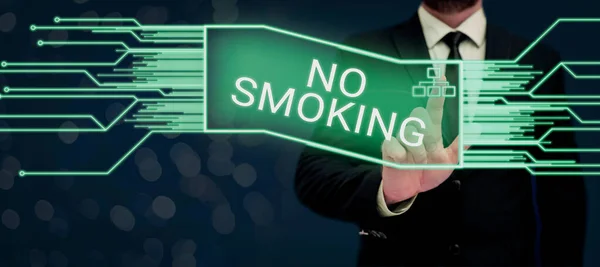 Sinal Exibindo Não Fumar Conceito Significado Usando Tabaco Proibido Neste — Fotografia de Stock