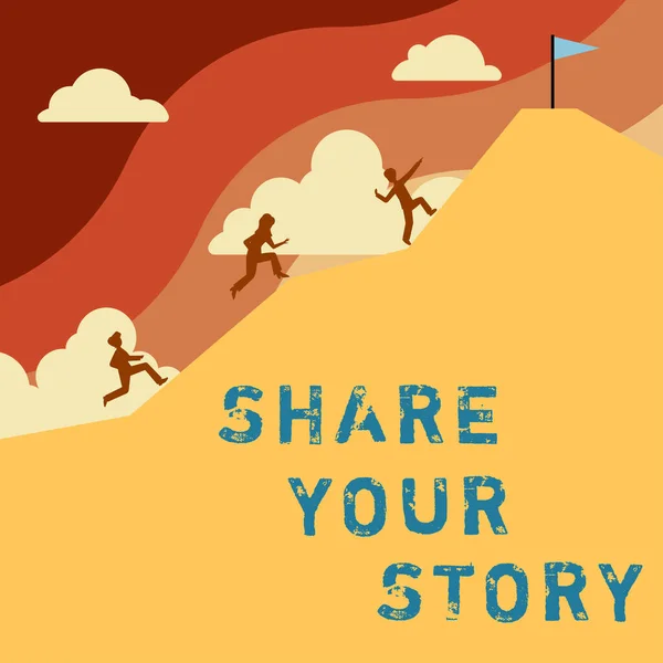 記号を示すインスピレーションあなたの物語を共有し ビジネスの概要ストーリーを体験ノスタルジア思考を語る記憶個人 — ストック写真