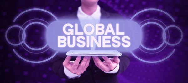 Tekenen Weergeven Van Global Business Business Concept Bedrijf Dat Faciliteiten — Stockfoto