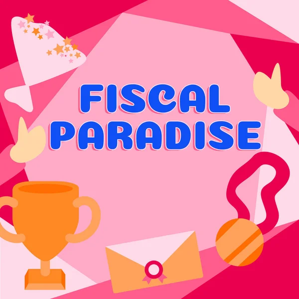 Text Caption Presenting Fiscal Paradise Conceptual Photo Tax Development Sazby — Stock fotografie