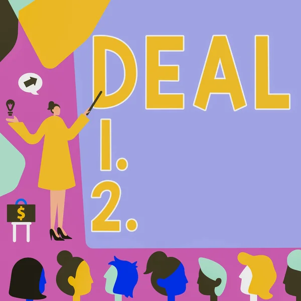Bildunterschrift Vorstellung Des Deals Des Geschäftskonzepts Vereinbarung Die Von Zwei — Stockfoto