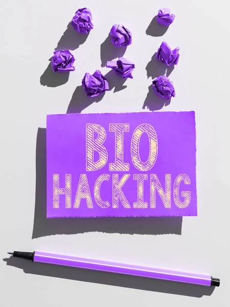 Inspiration Zeigt Zeichen Von Bio Hacking Geschäftskonzept Zur Experimentellen Verwertung — Stockfoto