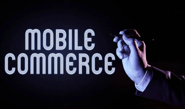 Handschrift Tekst Mobile Commerce Business Idee Alle Online Commerciële Transacties — Stockfoto
