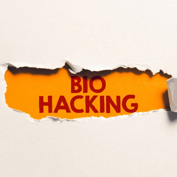 Textschild Mit Bio Hacking Konzept Bedeutet Experimentelle Nutzung Genetischen Materials — Stockfoto