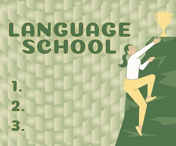 Εννοιολογική Λεζάντα Language School Internet Concept Εκπαιδευτικό Ίδρυμα Όπου Διδάσκονται — Φωτογραφία Αρχείου