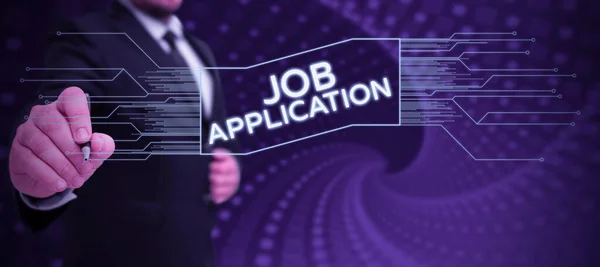 Text Sign Showing Job Application Word Paper Which Indicates Interest — Stock Photo, Image