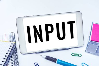 Enerji veya bilgi yoluyla cihazın sisteme girdiği kavramsal görüntü girişi, internet kavramı