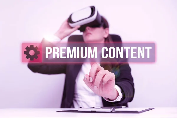 Titulek Textu Představující Premium Content Koncept Znamená Vyšší Kvalitu Nebo — Stock fotografie