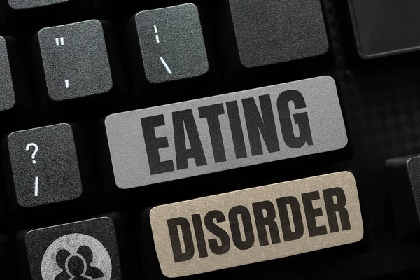手書き文字摂食障害 ビジネスは不規則な食事習慣によって特徴付けられる病気を紹介します — ストック写真