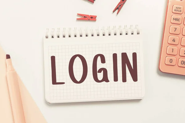 stock image Handwriting text Login, Business showcase Entering website Blog using username and password Registration