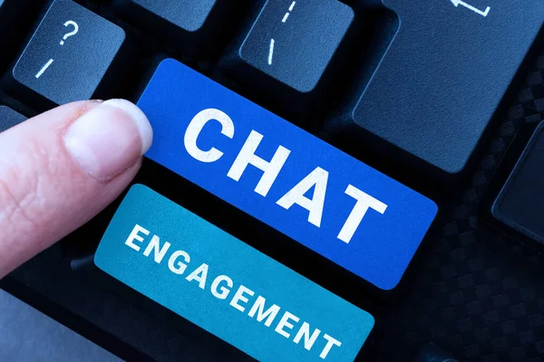 Inspiration Montrant Signe Chat Engagement Business Concept Client Interagit Directement — Photo
