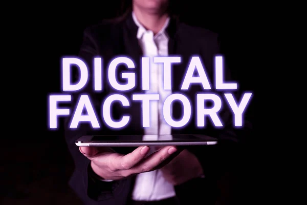 Tekst Pokazujący Inspirację Digital Factory Przegląd Biznesowy Wykorzystuje Technologię Cyfrową — Zdjęcie stockowe