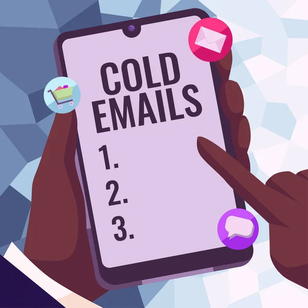 Έμπνευση Που Δείχνει Σημάδι Cold Emails Επιχειρηματική Επισκόπηση Αυτόκλητο Email — Φωτογραφία Αρχείου