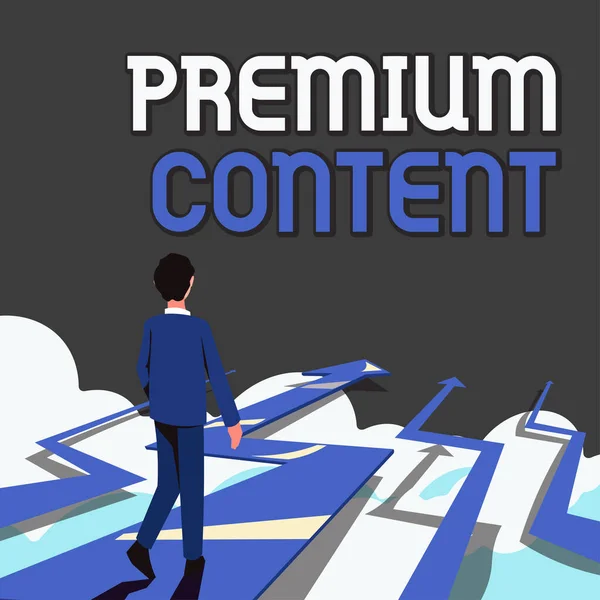 Titulek Textu Představující Premium Content Business Idea Vyšší Kvalitu Nebo — Stock fotografie