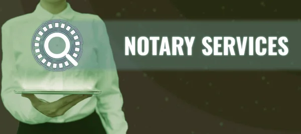Text Caption Presenting Notary Services Business Approach Services Rendered State — Stock Photo, Image