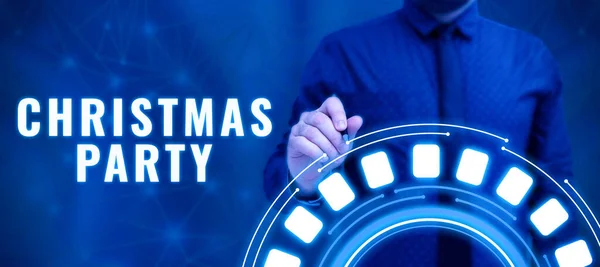 Szöveg Felirat Amely Bemutatja Karácsonyi Party Koncepció Jelentése Éves Fesztivál — Stock Fotó